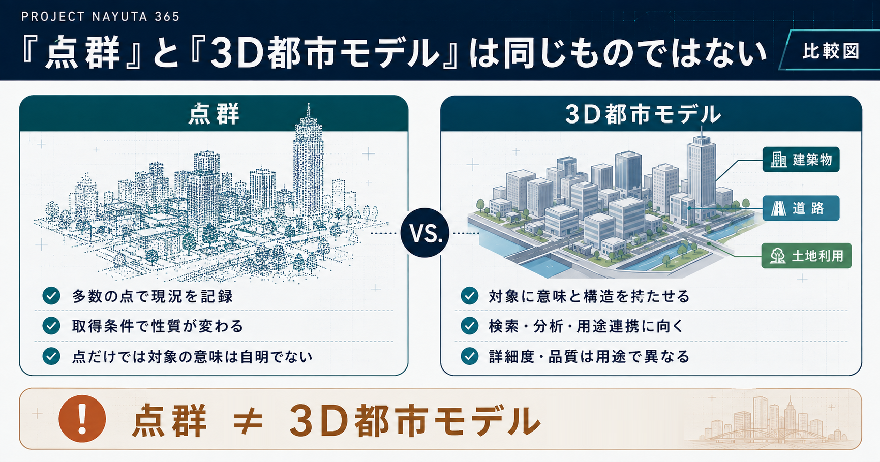 点群と3D都市モデルの違い