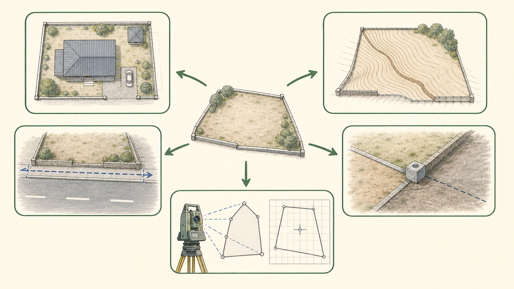 土地で確認したい情報から測量の目的を整理する図解